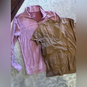 Bundle of men’s medium Sonoma red Quarter-Zip and Brown T-Shirt Set
